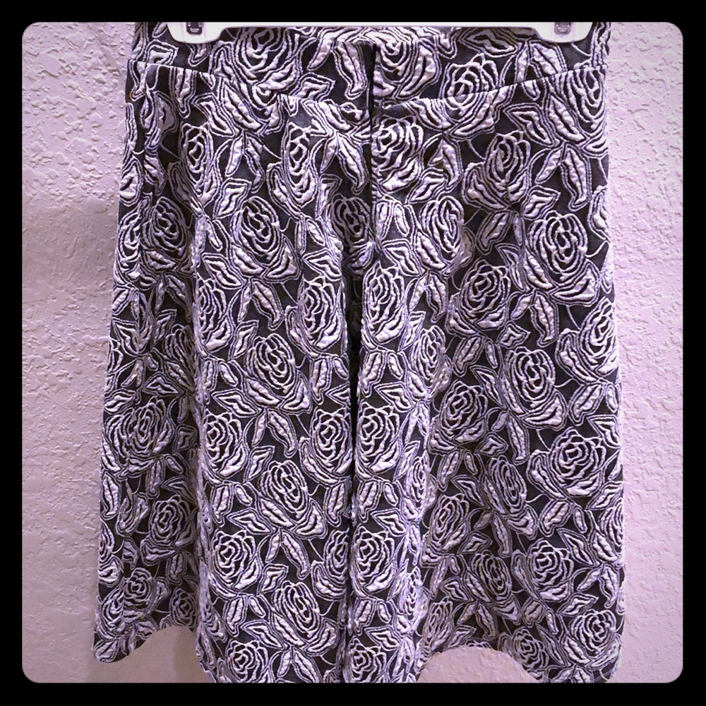 Grey and white floral A line skirt